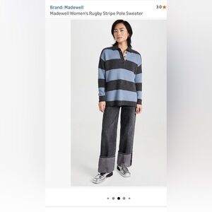Madewell Rugby Stripe Polo Sweater in Blue and Gray
